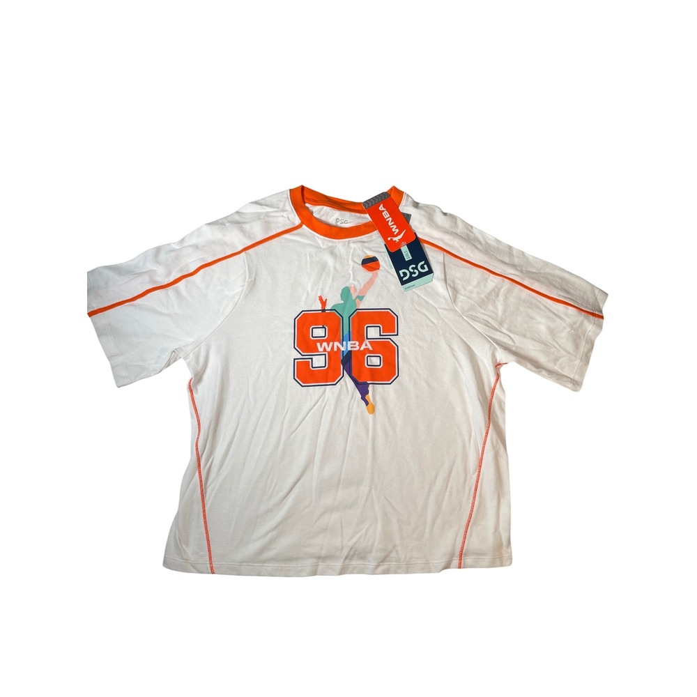 DSG WNBA Girls White Orange 96 Basketball Graphic T-Shirt Size‎ Large 14 NWT